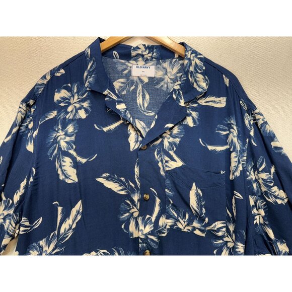 Old Navy Mens Short Sleeve Button Up Shirt Sze XXL Blue Floral Casual Summer NWT - Picture 7 of 15